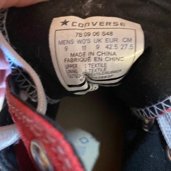 Men's Black and Red High-Top Canvas Sneakers - Picture 5 of 6